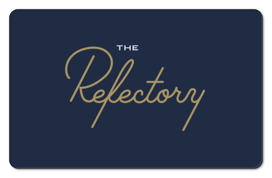 the refectory logo on navy background